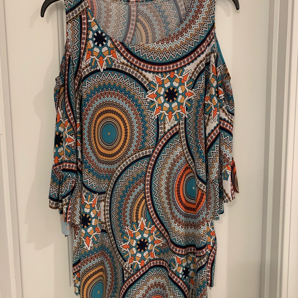 Bohemian Print Cold Shoulder Top